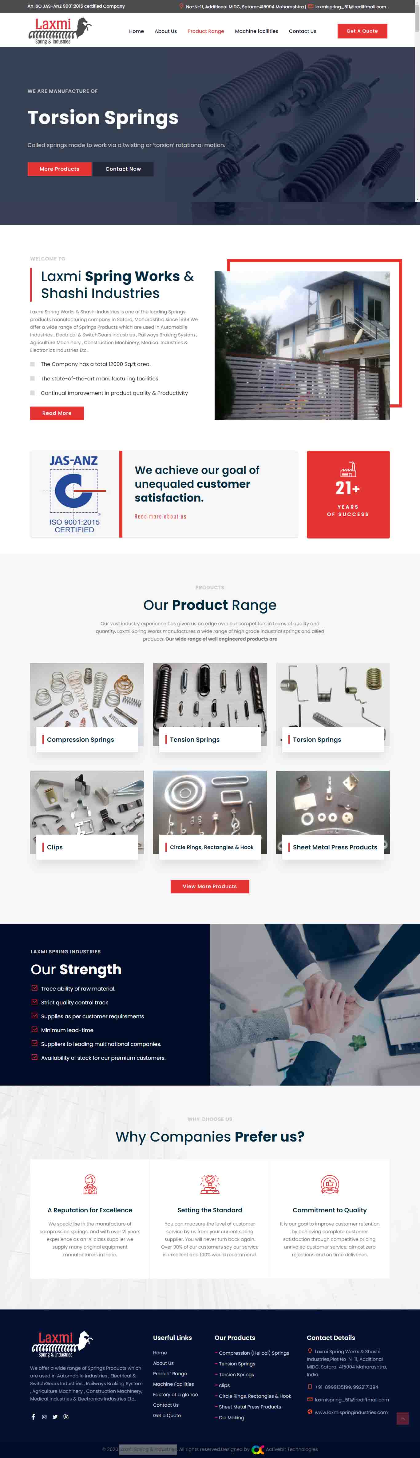 Laxmi Spring & Industries web design