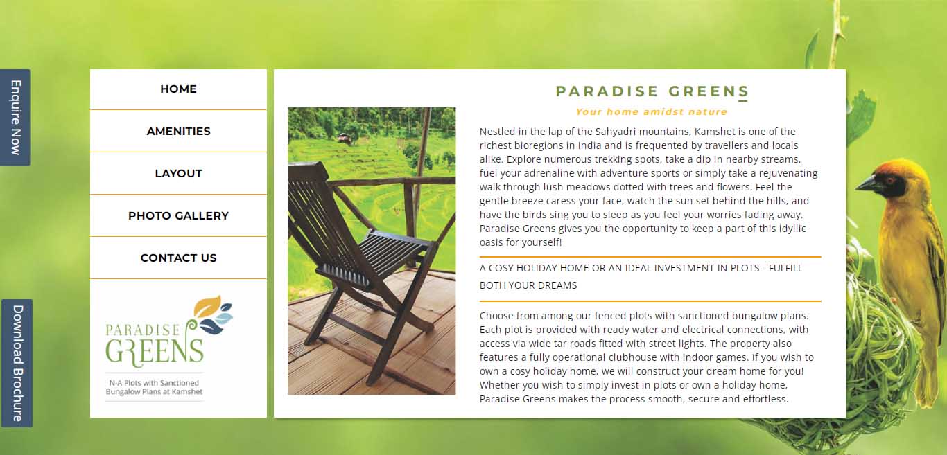 Paradise Greens web design services