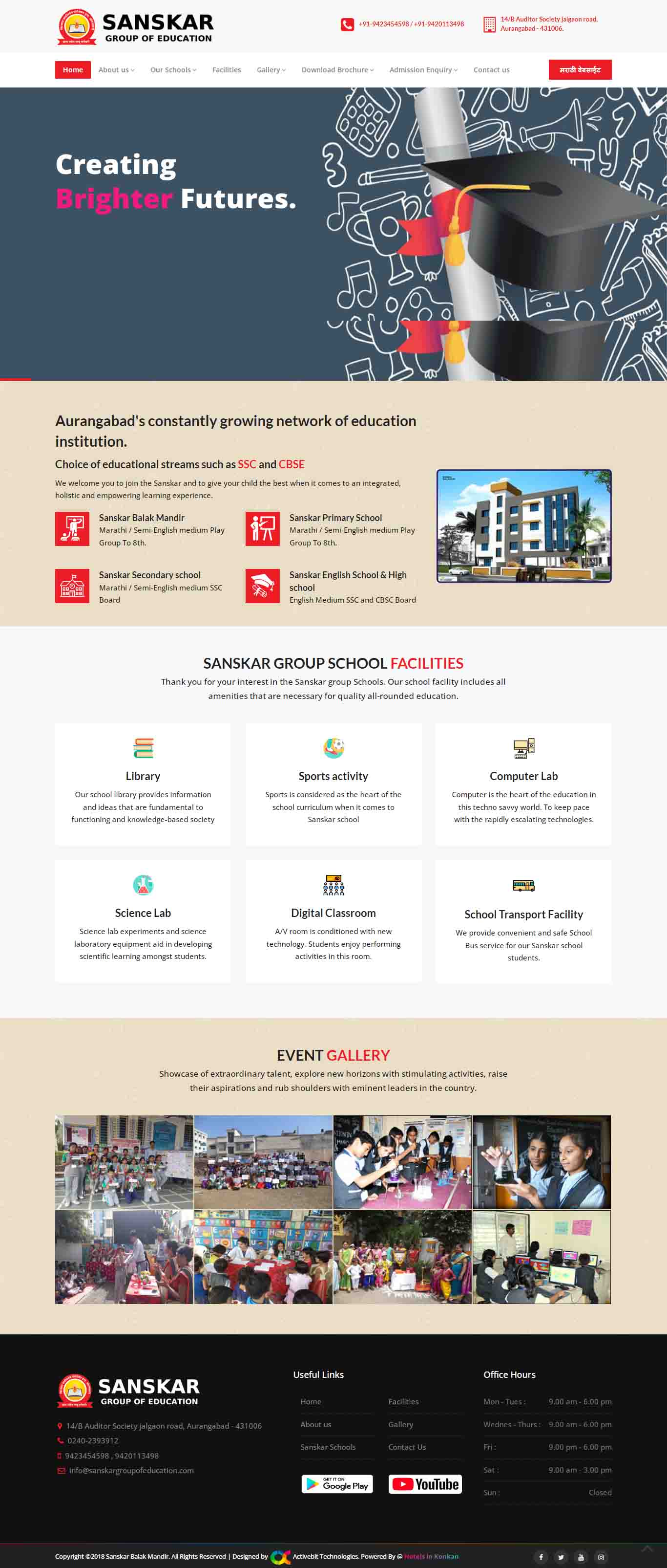 Sanskar Group of Education web design services