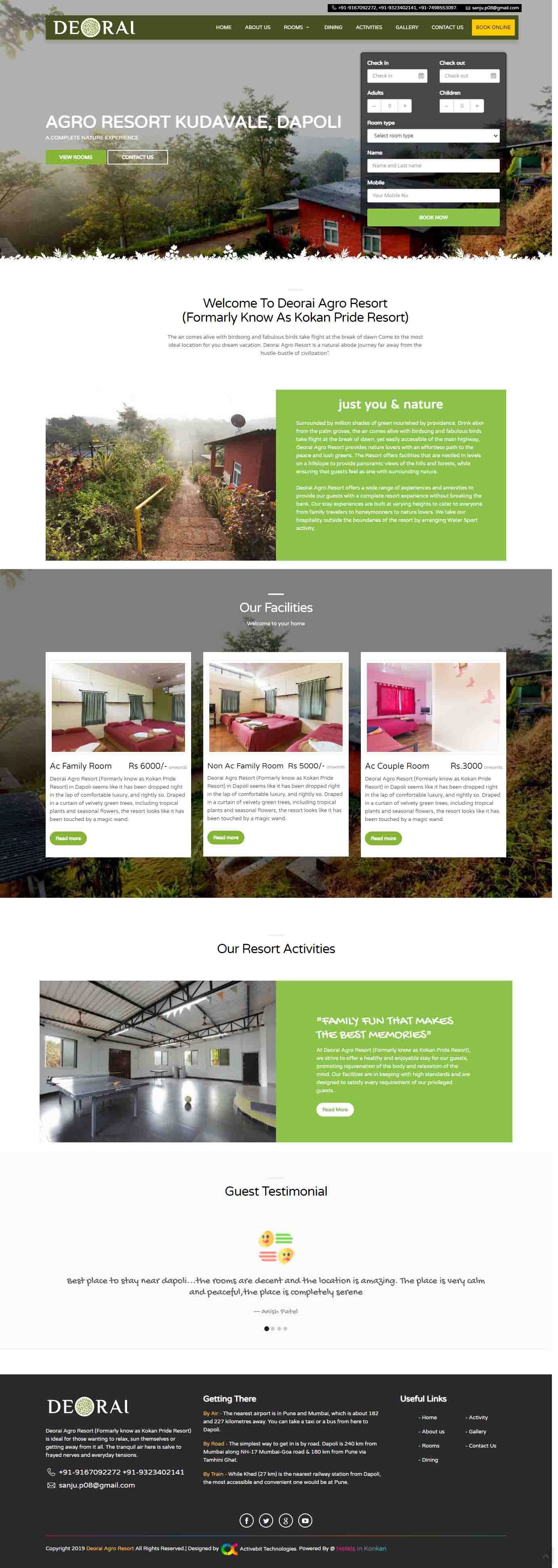 Deorai Agro Resort website development