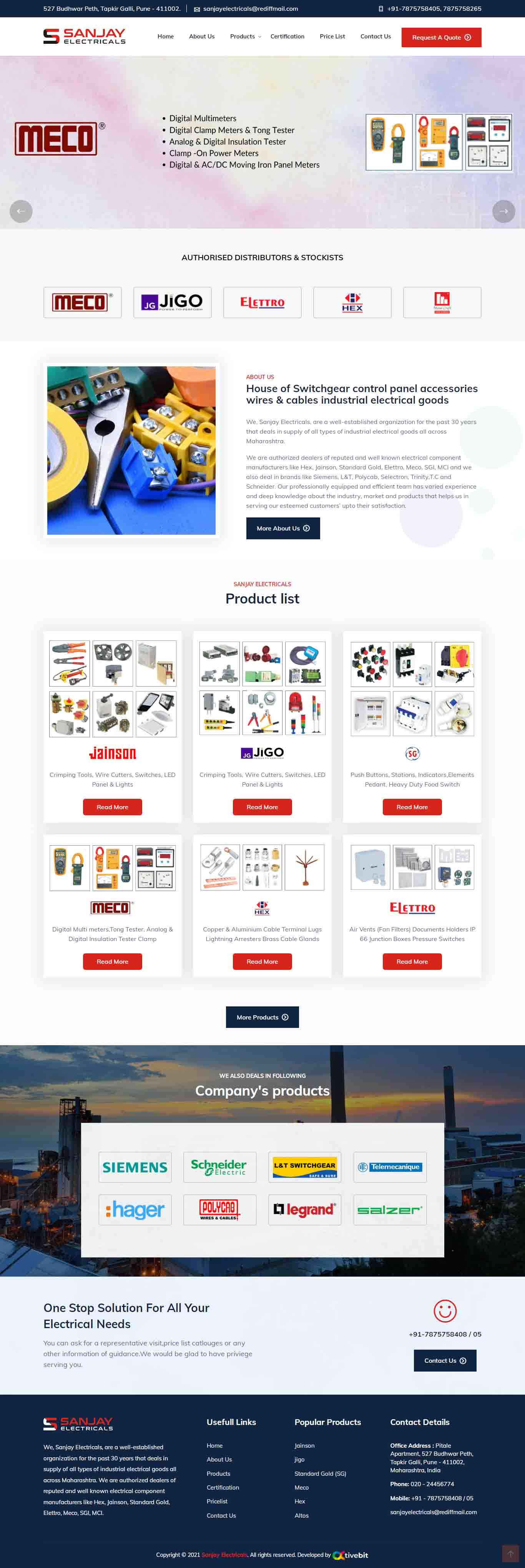 Sanjay Electricals - website design with CMS