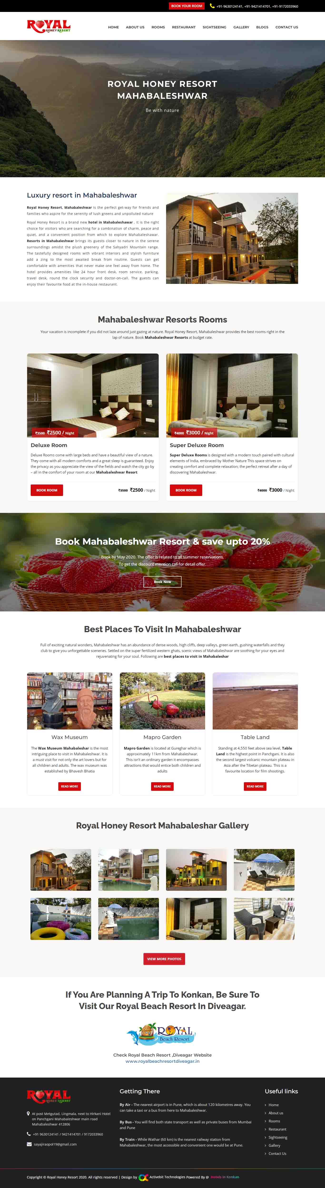 Royal Honey Resort website design