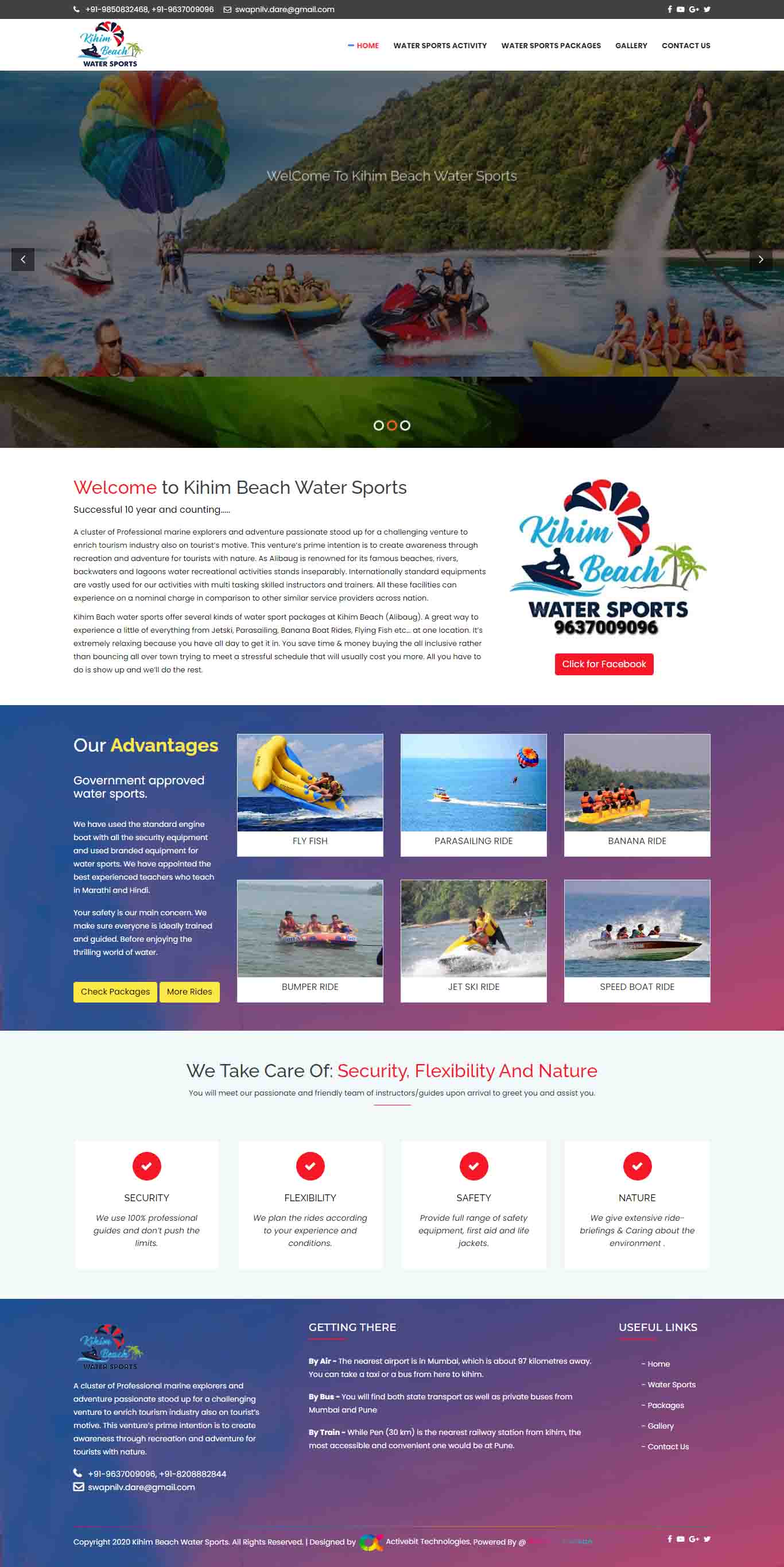Kihim Beach Water Sports web design